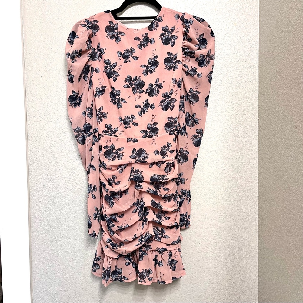 Nasty Gal Ruched Sleeve Floral Mini Dress - Picture 3 of 5